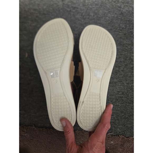 EILEEN FISHER Beige Nubuck Leather Ankle Strap Platform Sandals Zip Size 9.5 M - Picture 6 of 7